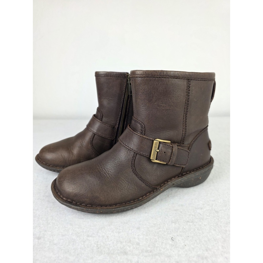 UGG Boots Womens 6 Bryce Biker Brown Leather Side Zip‎ Round Toe Casual 1009177